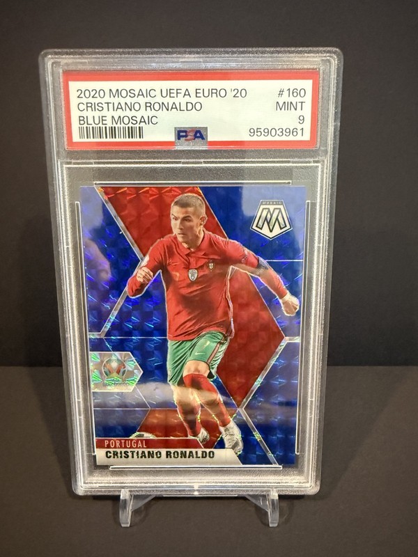 Cristiano Ronaldo RARE Blue Mosaic 2020 UEFA EURO /99 PSA 9