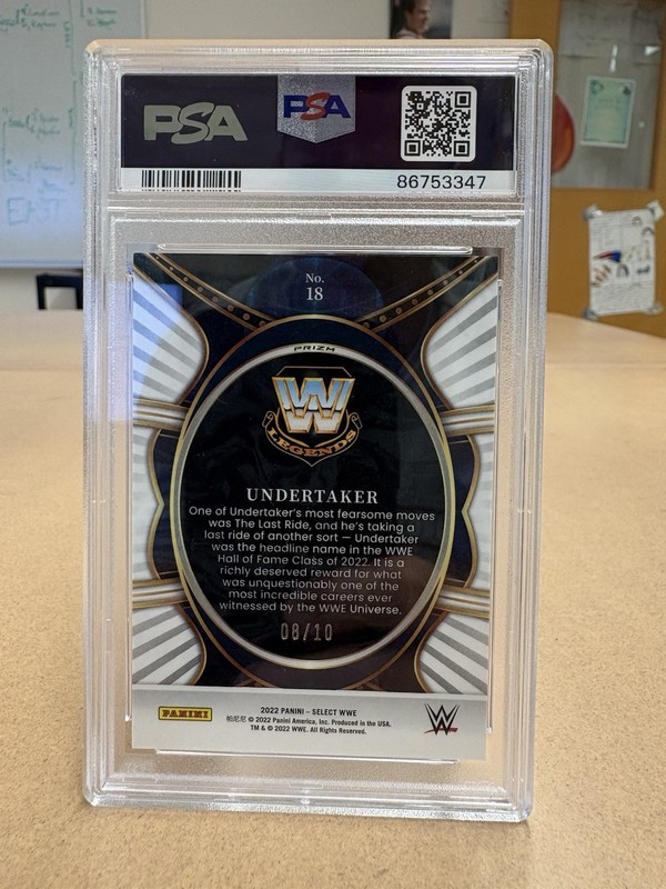 2022 Select WWE Undertaker Phenomenon Gold Prizm /10 PSA 10 view 2