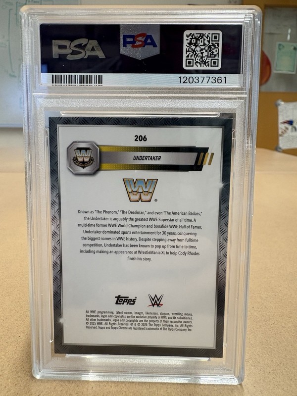2025 Topps Chrome WWE Undertaker Image Variation #206 PSA 9 view 2