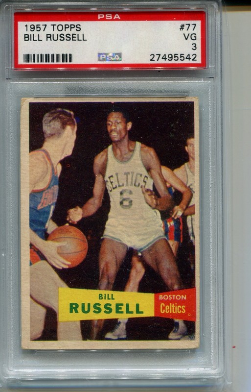 1957 Topps Bill Russell Rookie Card Graded PSA 3 Basketball #77