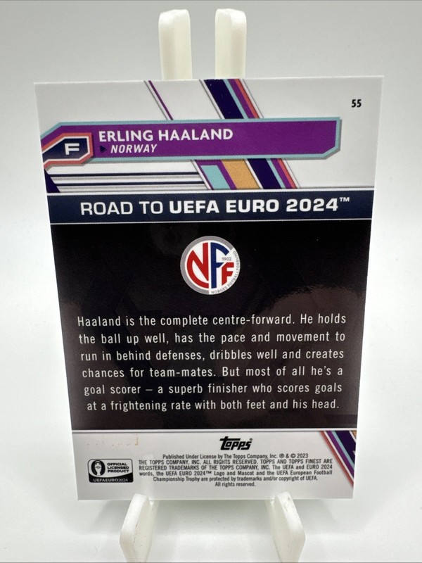 2023 Topps Finest Road To EURO 2024 #55 Erling Haaland Green Speckle /125 view 2