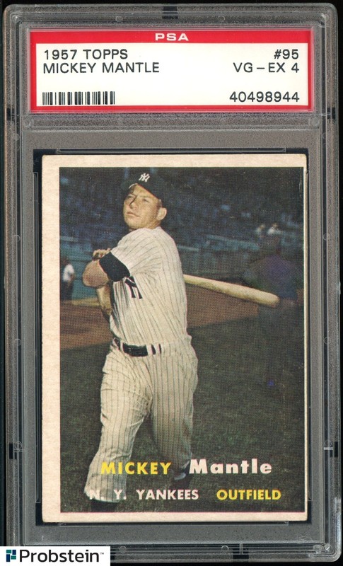 1957 Topps #95 Mickey Mantle New York Yankees HOF PSA 4 VG-EX view 1