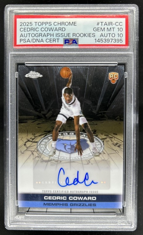 2025-26 Topps Chrome Cedric Coward Auto Rookies RC #TAIR-CC Grizzlies PSA 10