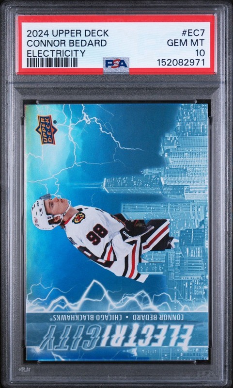 Connor Bedard PSA 10 2024/25 Upper Deck Series 2 Electricity Chicago Blackhawks view 1