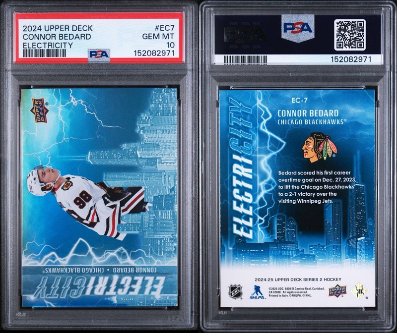 Connor Bedard PSA 10 2024/25 Upper Deck Series 2 Electricity Chicago Blackhawks view 2