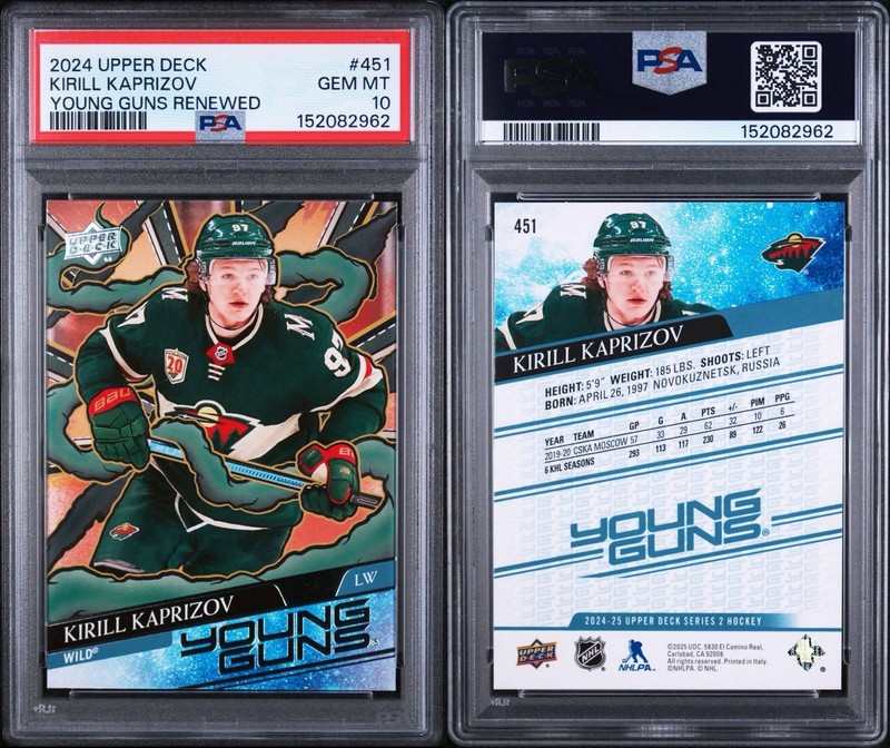 Kirill Kaprizov PSA 10 Young Guns Renewed 2024 Upper Deck Minnesota Wild view 2