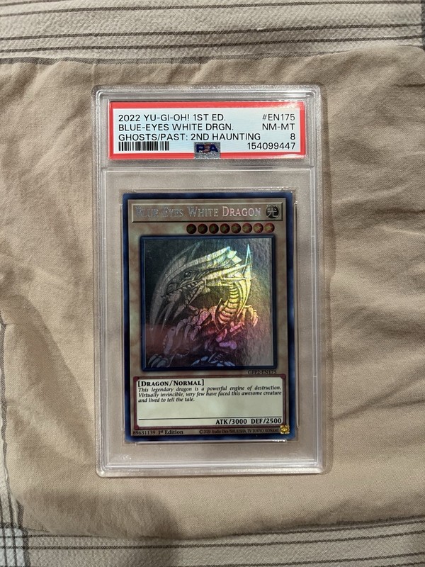 Yu-Gi-Oh! Blue-Eyes White Dragon Ghost Rare 1st Edition 2022 Psa 8