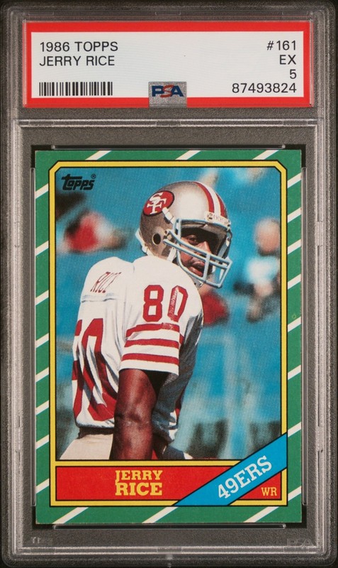 1986 Topps Football Jerry Rice #161 Rookie RC PSA 5