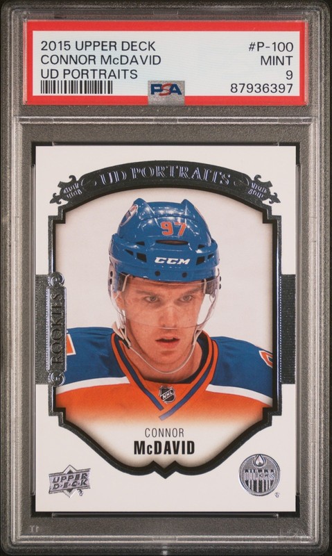 2015-16 Upper Deck Hockey Connor McDavid #P-100 Rookie RC UD Portraits PSA 9