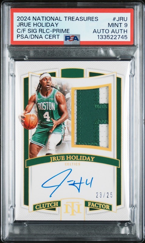 2024-25 National Treasures Jrue Holiday #CFS-JRU Clutch Factor Auto /25 PSA 9