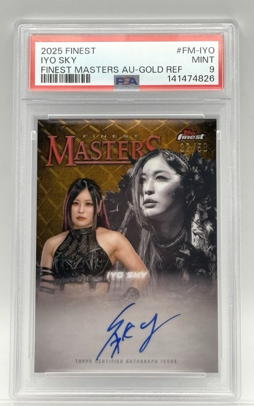 IYO SKY - 2025 WWE TOPPS FINEST MASTERS GOLD AUTOGRAPH #32/50 - PSA 9 MINT view 2