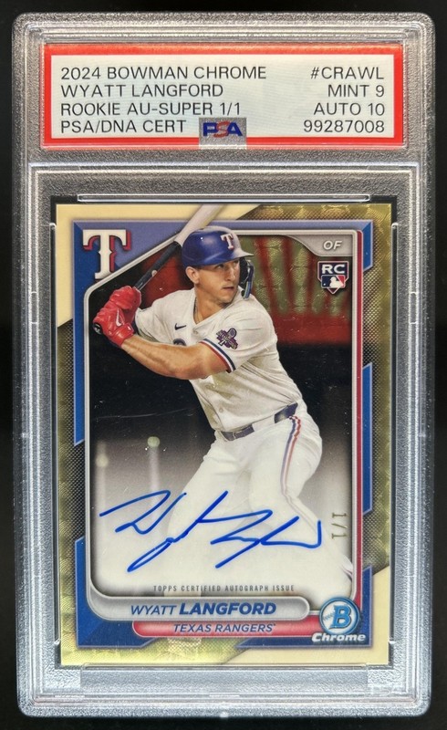 2024 Bowman Chrome Wyatt Langford Rookie Auto Superfractor #1/1 PSA 9 10
