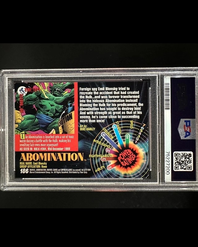 🌟🌟1994 MARVEL UNIVERSE ABOMINATION ✨️PSA10 🌟🌟 BEST PRICE ON EBAY  view 2