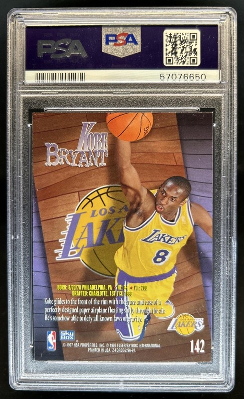 1996-97 Skybox Z-Force Kobe Bryant Rookie RC #142 Lakers PSA 9 view 2