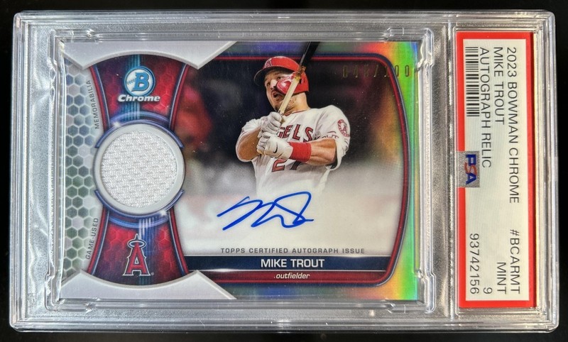 2023 Bowman Chrome Mike Trout Jersey Auto Autograph #/100 Angels PSA 9