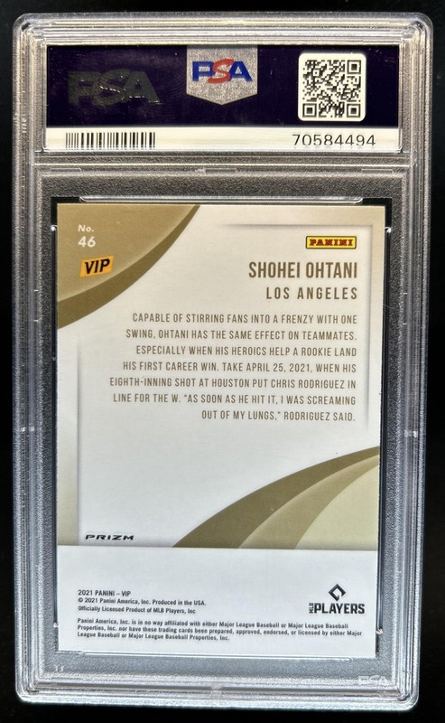 2022 Panini National VIP Gold Pack Shohei Ohtani SP Peacock #46 PSA 10 GEM MINT view 2