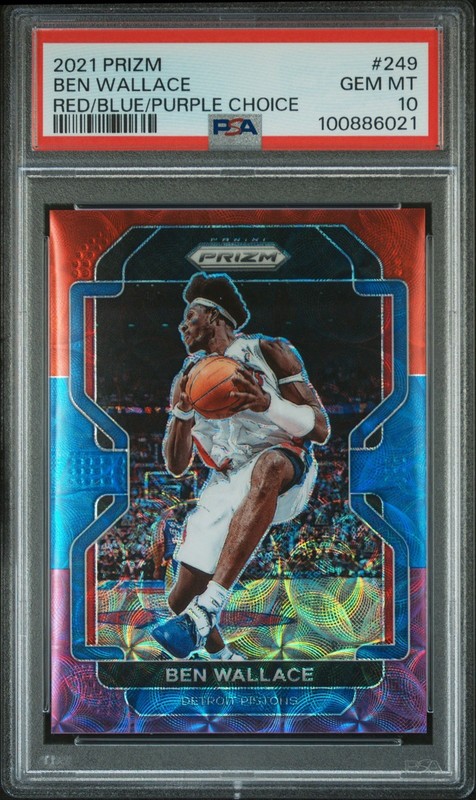 2021-22 Panini Prizm Ben Wallace #249 Red Blue Purple Choice /15 PSA 10 - Pop 2