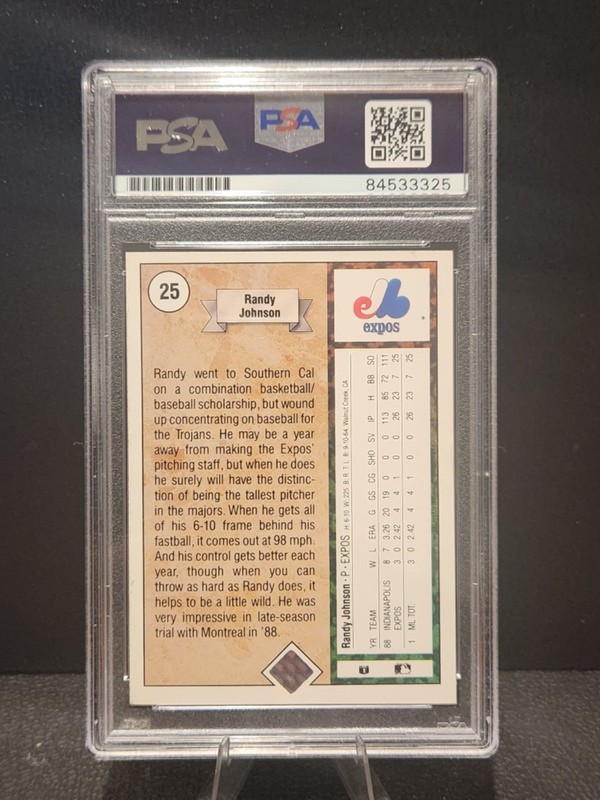 1989 Upper Deck Rookie Randy Johnson #25 Auto (AU, RC) PSA/DNA Auto Grade PSA 10 view 2