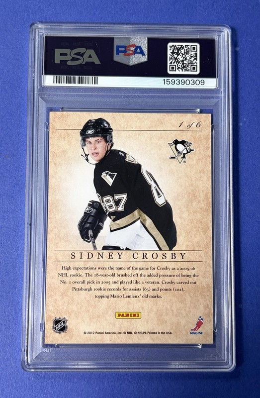 2011 Panini Elite Series Sidney Crosby Pittsburgh Penguins #1 PSA 9 MINT view 2