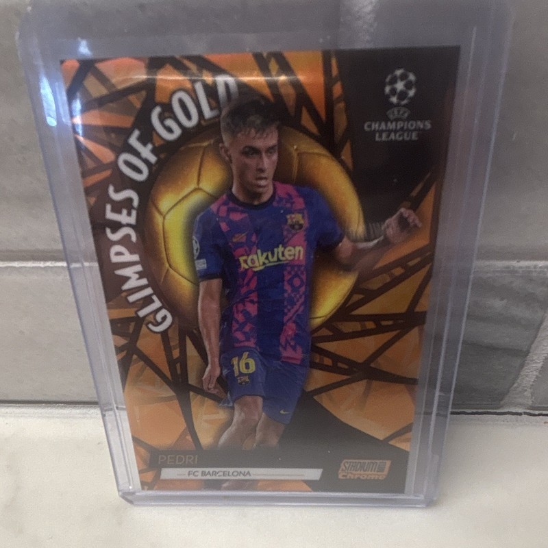 Topps Stadium Club Chrome UCL 2021-22 Pedri GG-PED Glimpses Gold Orange /25