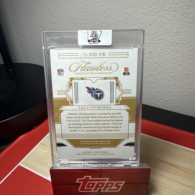 2022 Flawless TREYLON BURKS Dual Laundry Tag # 2/2 ROOKIE 1/1 TYPE 🔥 RC view 2
