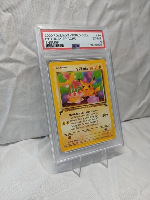 2000 Pokémon World Coll. Birthday Pikachu English #24 Ex-Mt PSA 6 Promo Rare!!! view 2