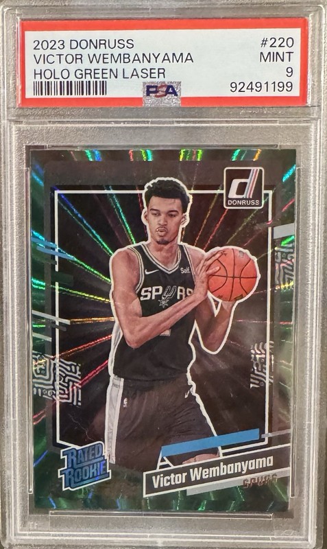 2023-24 Donruss Victor Wembanyama Holo Green Laser #220 PSA 9