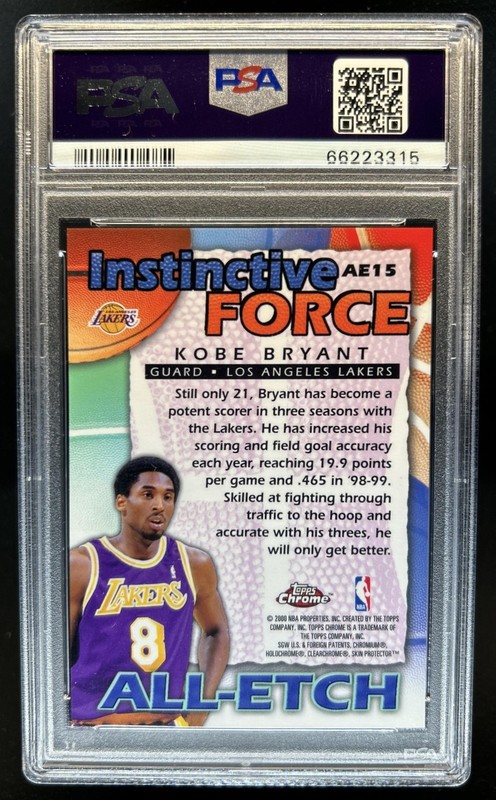1999-00 Topps Chrome Kobe Bryant All Etch #AE15 Lakers PSA 10 GEM MINT view 2