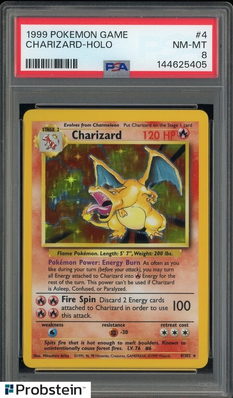 1999 Pokemon Game #4 Charizard Holo PSA 8 NM-MT