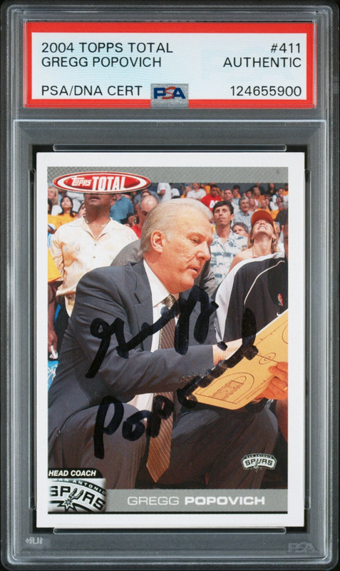 Gregg Popovich Autographed 2004 Topps Total Basketball Rookie Card AUTO PSA DNA