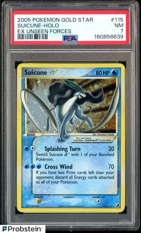 2005 Pokemon Gold Star EX Unseen Forces #115 Suicune Holo PSA 7 NM