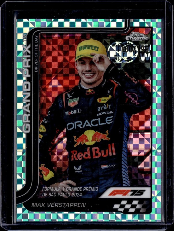 2025 Topps Chrome F1 #142 Max Verstappen Aqua Checker Flag Refractor #/199