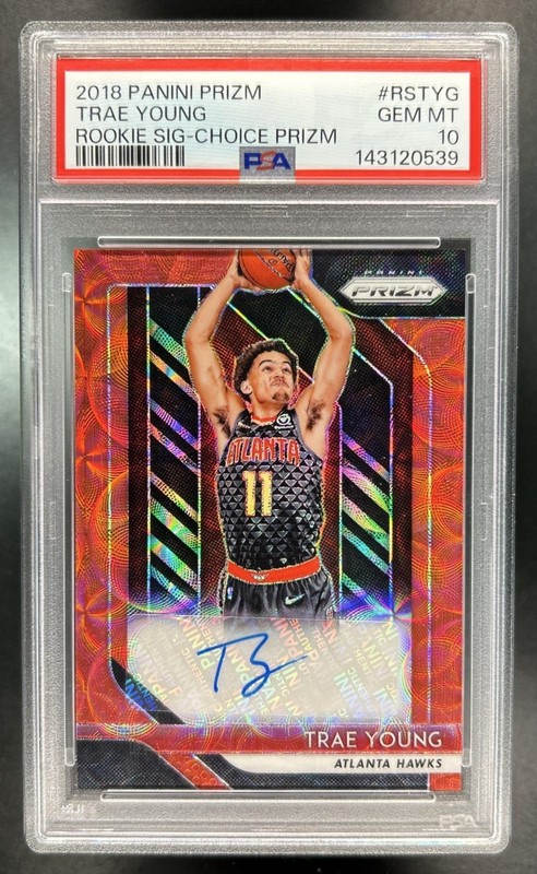 2018-19 Panini Prizm Trae Young Rookie Prizm Choice Auto RC #RS-TYG PSA 10
