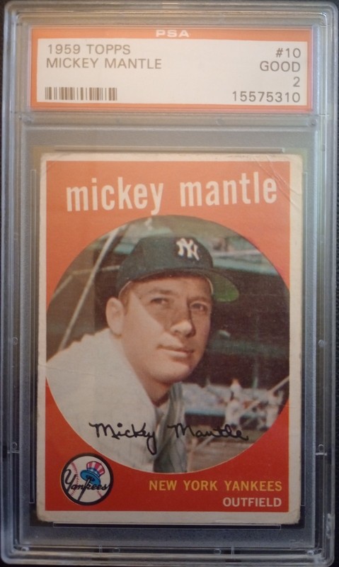 1959 Topps #10 Mickey Mantle Yankees - PSA 2 view 1