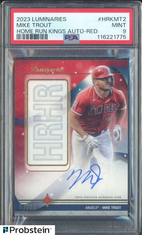 2023 Topps Luminaries Home Run Kings Red Mike Trout Angels AUTO 7/10 PSA 9