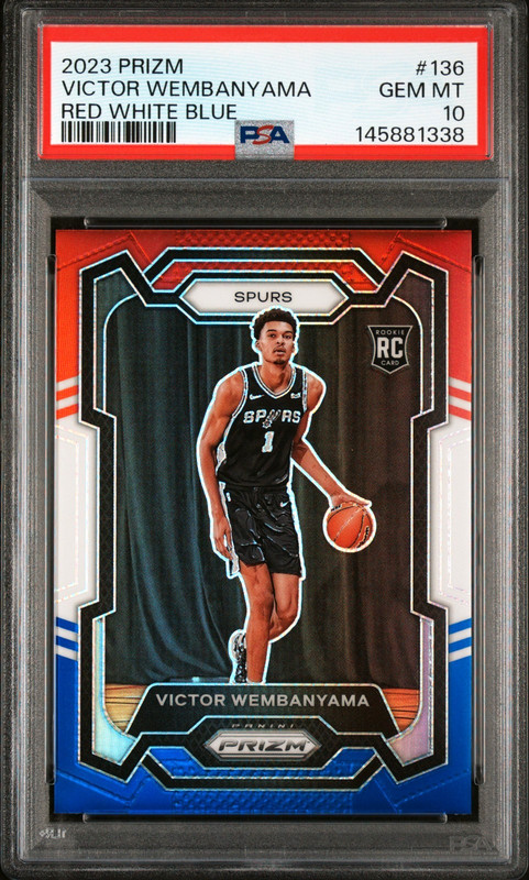 VICTOR WEMBANYAMA 2023 PRIZM RWB RC #136 PSA 10 GEM MINT! SPURS NBA SN#145881338