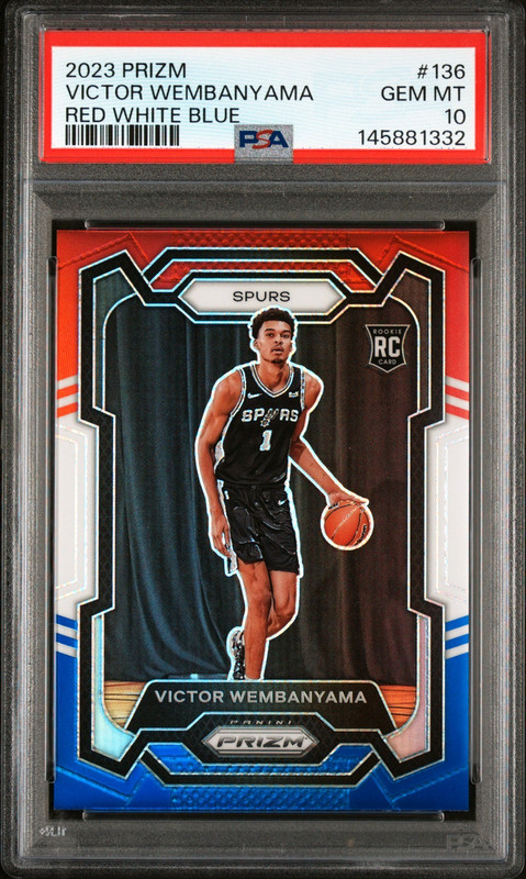 VICTOR WEMBANYAMA 2023 PRIZM RWB RC #136 PSA 10 GEM MINT! SPURS NBA SN#145881332