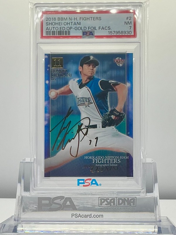 SHOHEI OHTANI 2016BBM N-H.FIGHTERS AUTO.ED.OP-GOLD FOIL FACS #2 PSA7!POP6!(RC) view 1