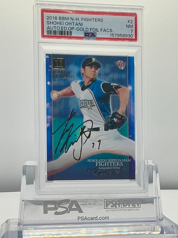 SHOHEI OHTANI 2016BBM N-H.FIGHTERS AUTO.ED.OP-GOLD FOIL FACS #2 PSA7!POP6!(RC) view 2