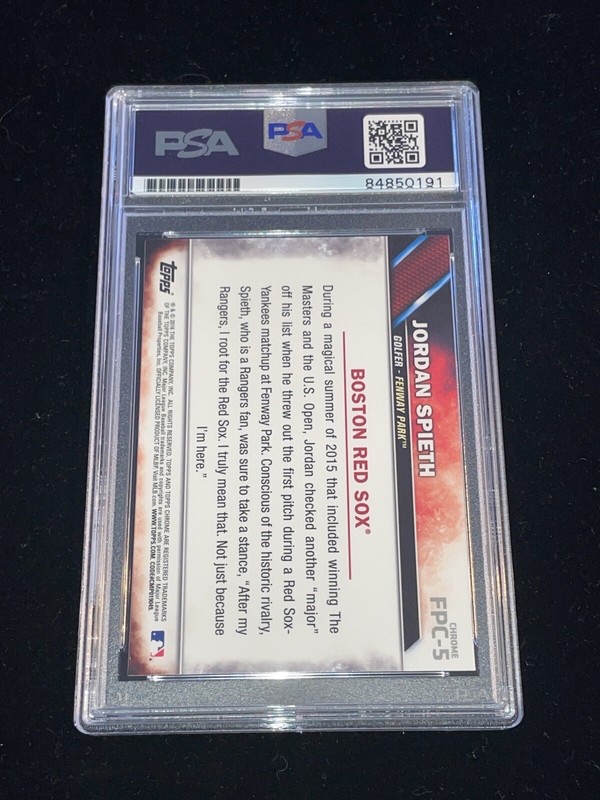 Jordan Spieth Signed 2016 Topps Chrome Refractor First Pitch PSA Slabbed Golf view 2