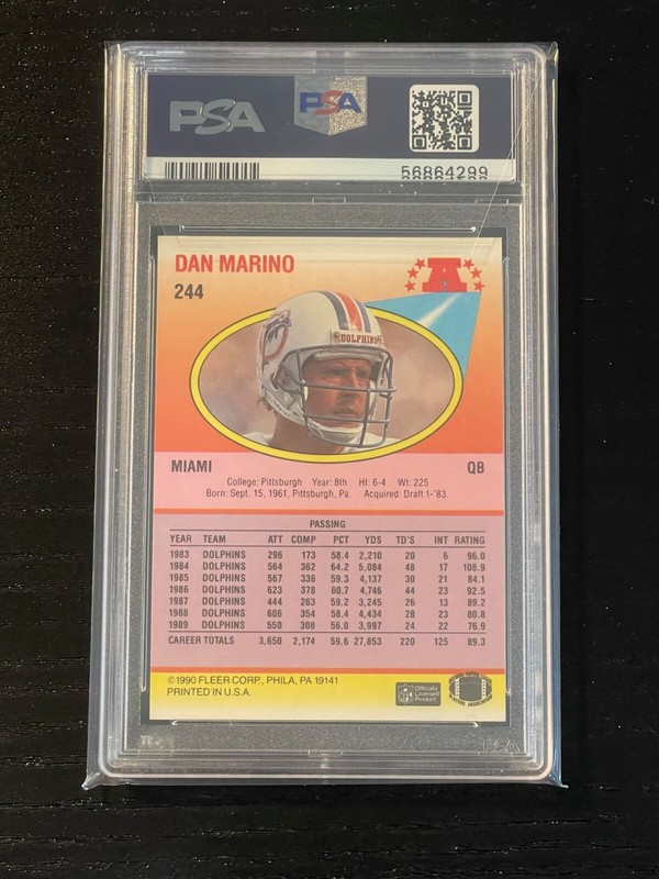 1990 Fleer #244 Dan Marino PSA 10 view 2
