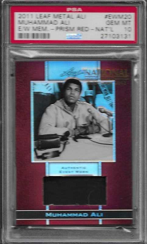 Muhammad Ali 2011 Leaf Metal Event Worn Swatch Red Prismatic #EWM20 PSA 10