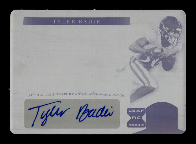 2022 Leaf Trinity Football Tyler Badie #PA-TB1 Black Printing Plate 1/1 Auto