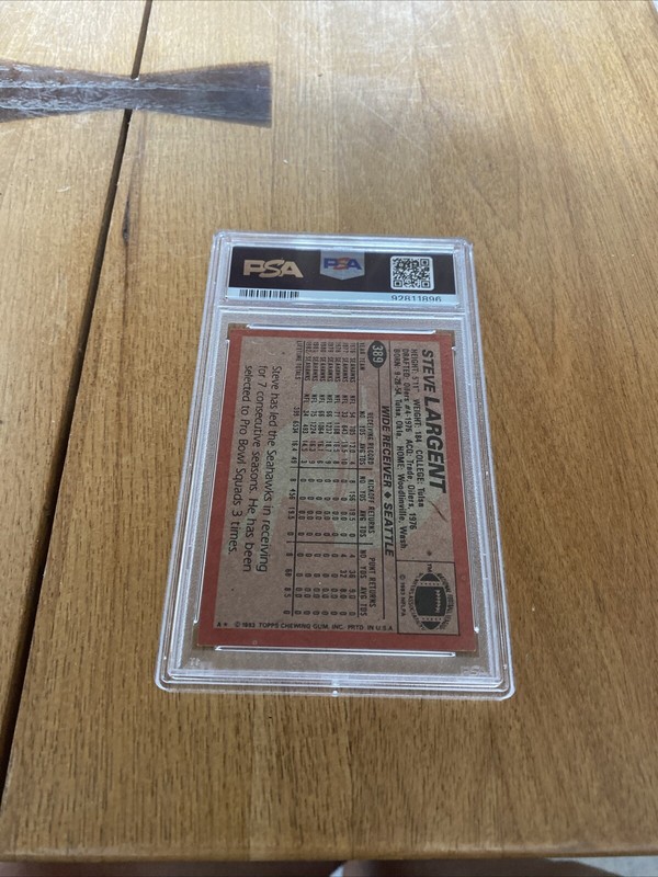 1983 Topps #389 Steve Largent VINTAGE NEAR MINT PSA 8 view 2