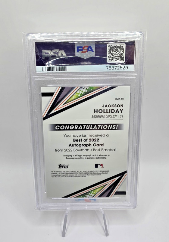 2022 Bowmans Best Jackson Holliday Best of 2022 Autographs PSA 10 view 2