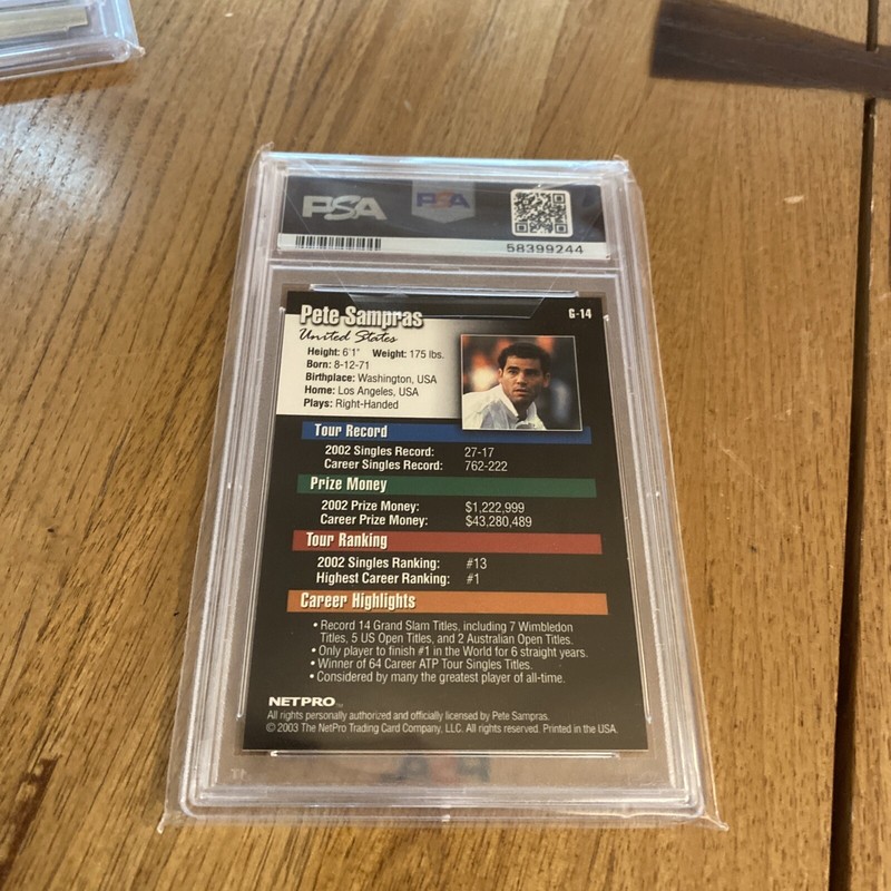 2003 Netpro Glossy PETE SAMPRAS PSA 10 GEM MINT #G14 Tennis view 2