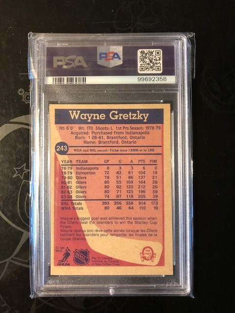 1984-85 O-Pee-Chee - #243 Wayne Gretzky HOF PSA 6 view 2