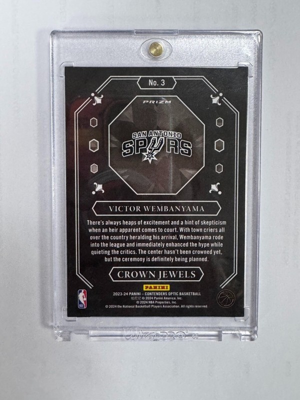2023-24 Contenders Optic 3 Victor Wembanyama Crown Jewels RC SSP Case Hit view 2