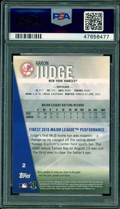 Aaron Judge Rookie Card 2017 Finest #2 PSA 9 view 2