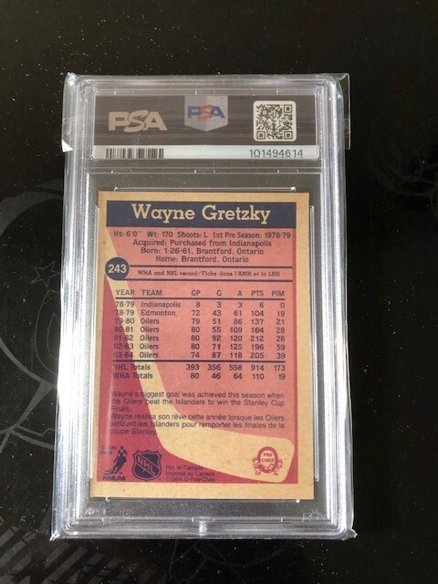 1984-85 O-Pee-Chee - #243 Wayne Gretzky HOF PSA 6 view 2